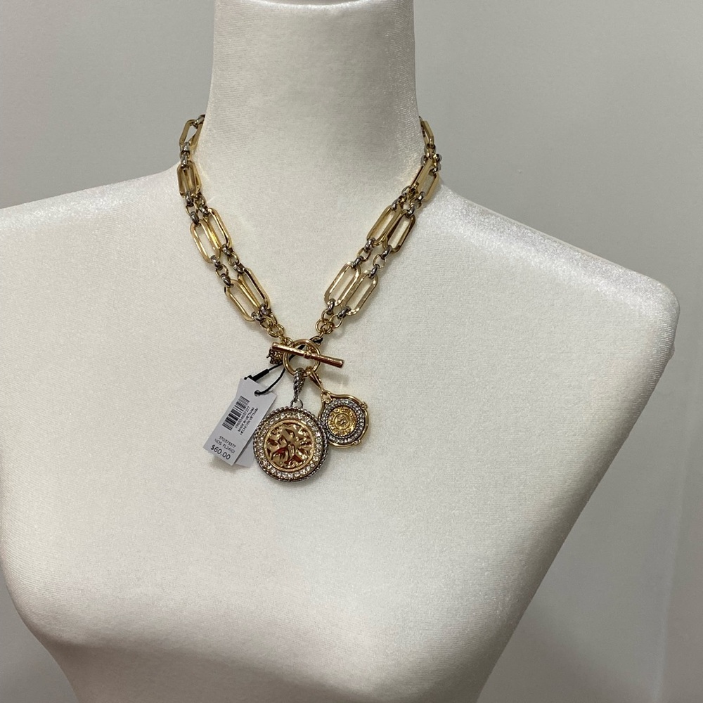 White House Black Market Gold and Silver Pendant Necklace - Picture 7 of 10